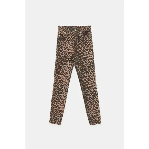 🌞NWT ZARA Leopard Print Hi-Rise Skinny Jeans Animal print-0327 / 221 / 051 - Picture 5 of 12